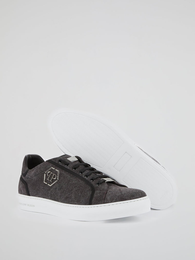 Grey Low Top Canvas Sneakers