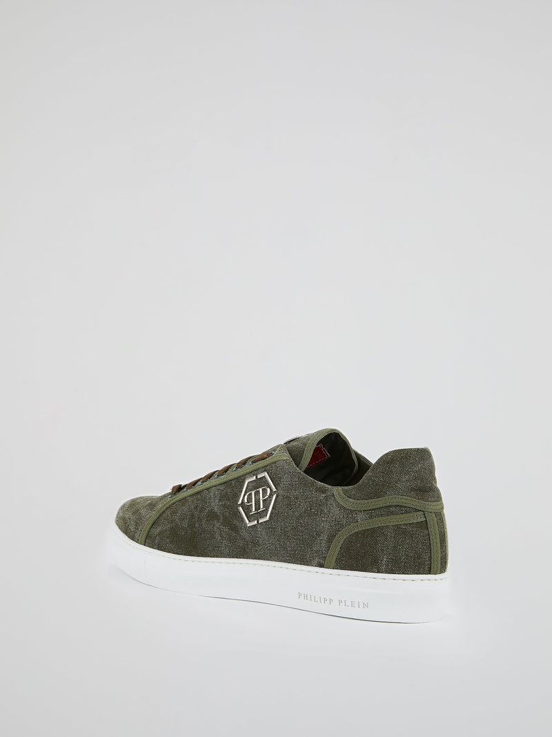 Green Low Top Canvas Sneakers