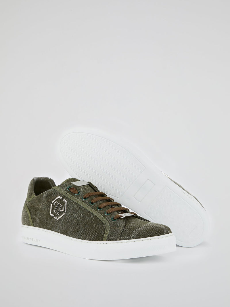 Green Low Top Canvas Sneakers