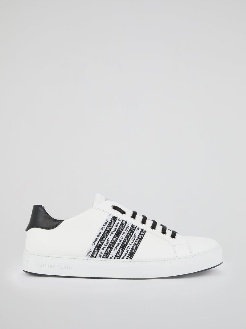 White Contrast Logo Stripe Sneakers