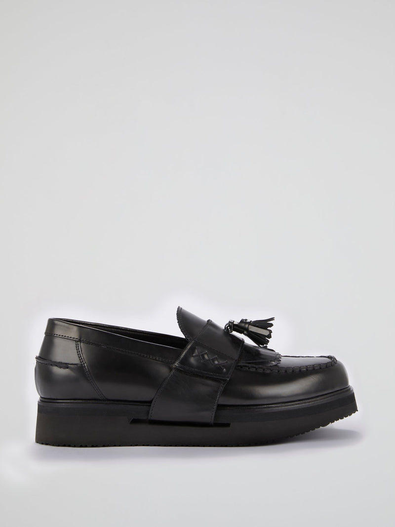Black Platform Tassel Loafers
