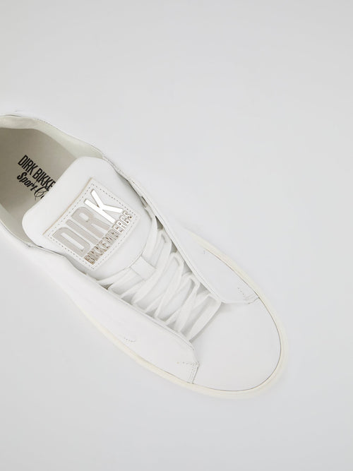 White Logo Flap Low Top Sneakers