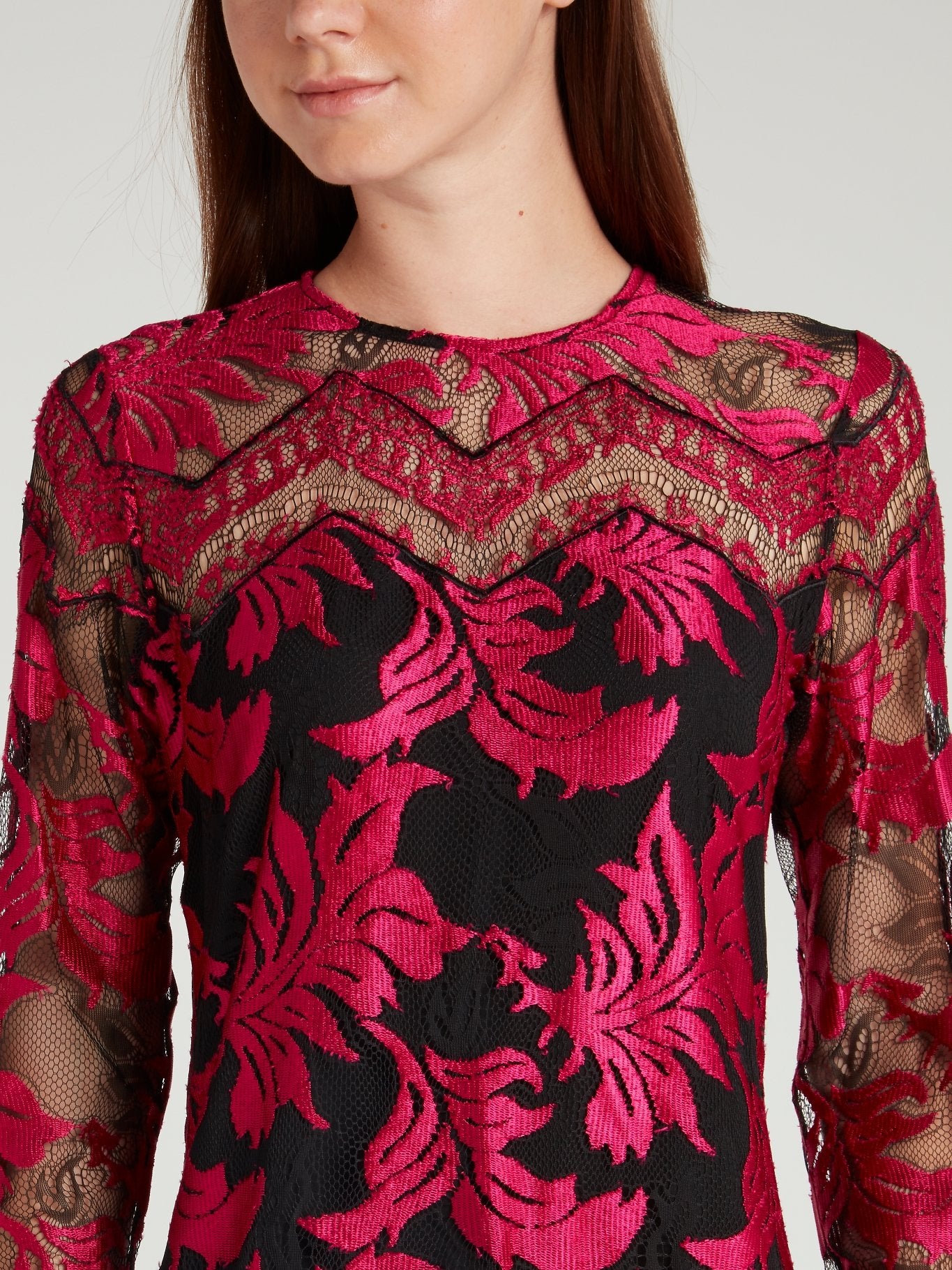 Fuchsia Embroidered Lace Dress
