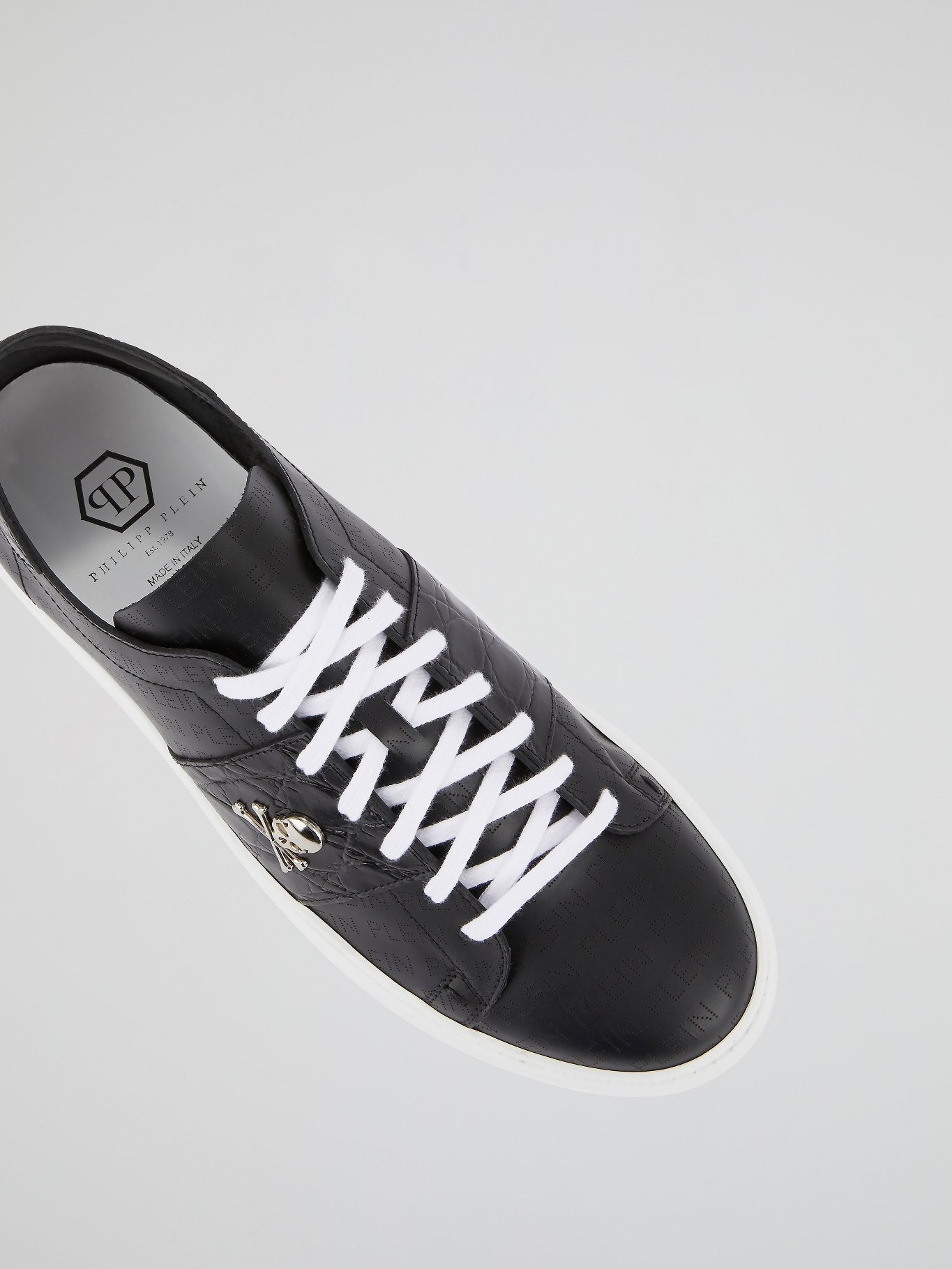 Black Monogram Print Contrast Sneakers