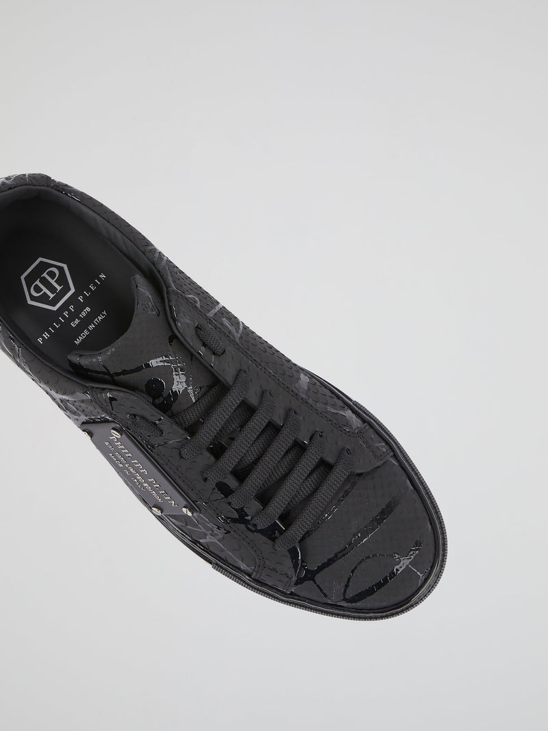 Black Python Effect Statement Sneakers
