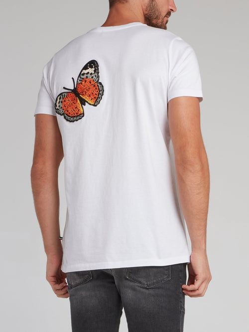 White Butterfly Patch T-Shirt