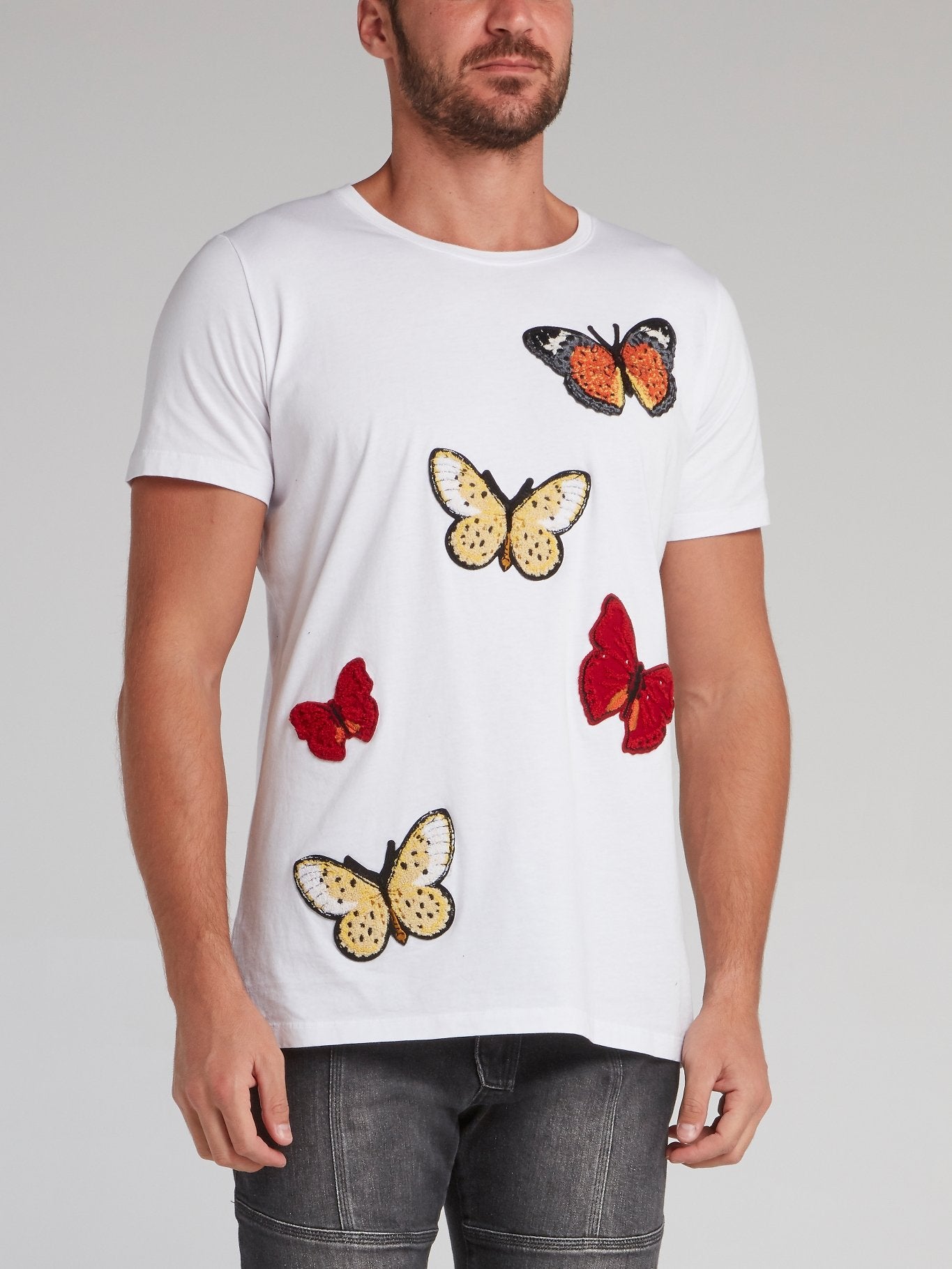 White Butterfly Patch T-Shirt
