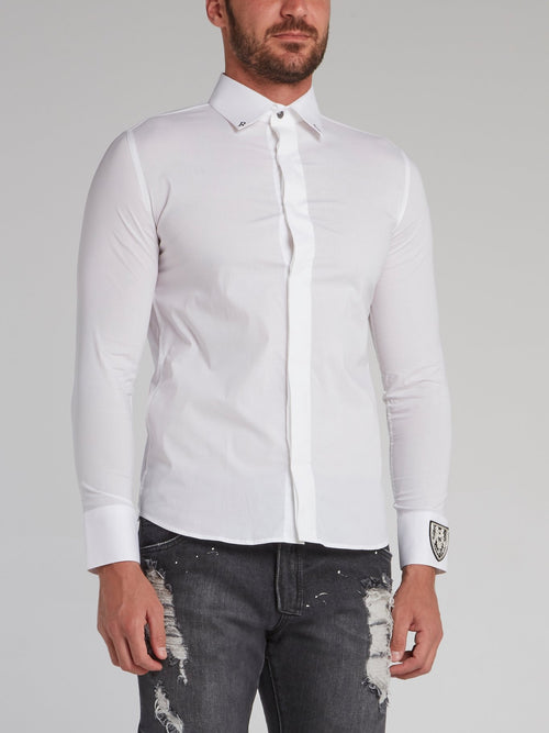 Celestin White Monogram Cuff Shirt