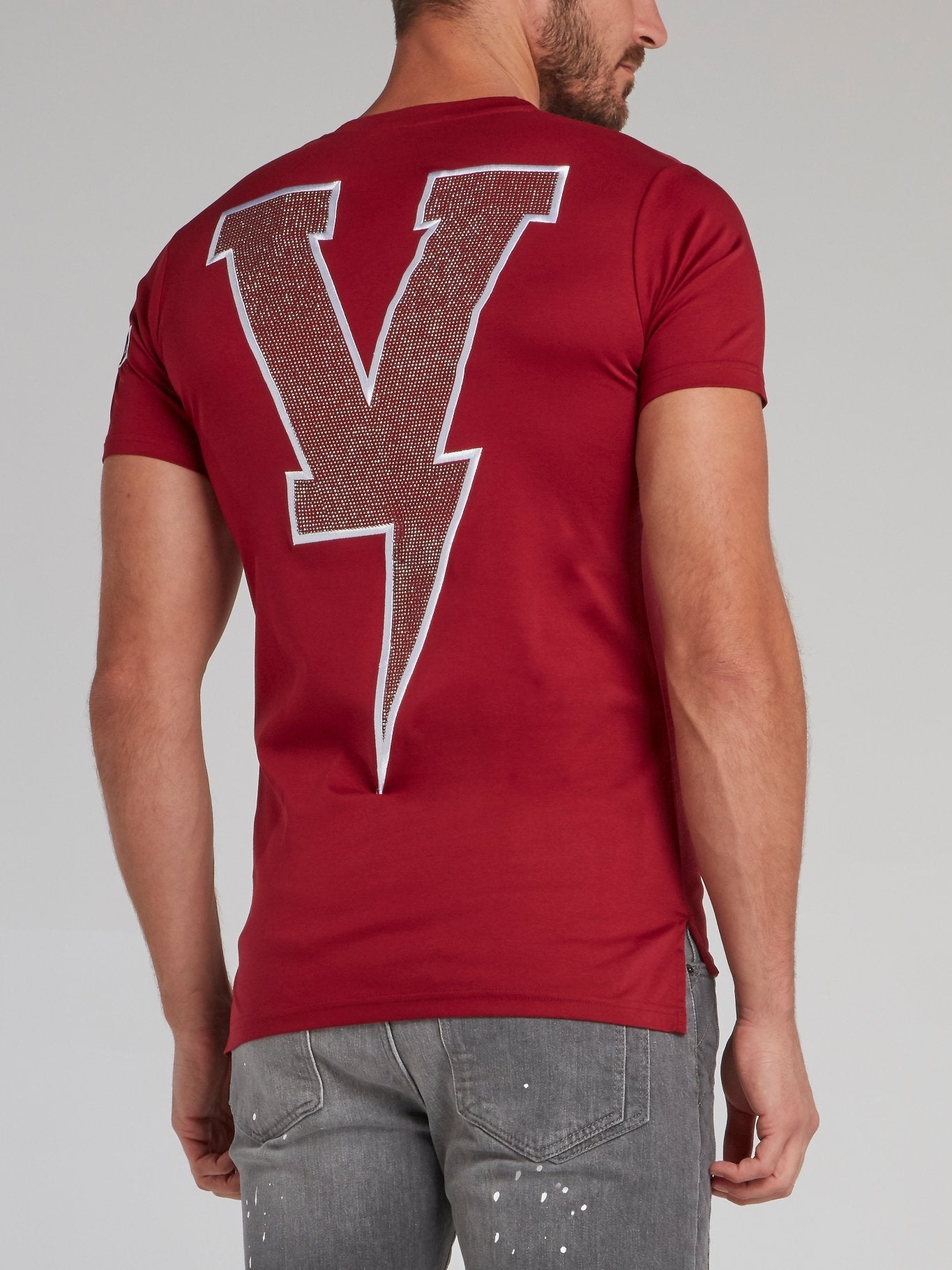 Cosmos Burgundy Studded T-Shirt