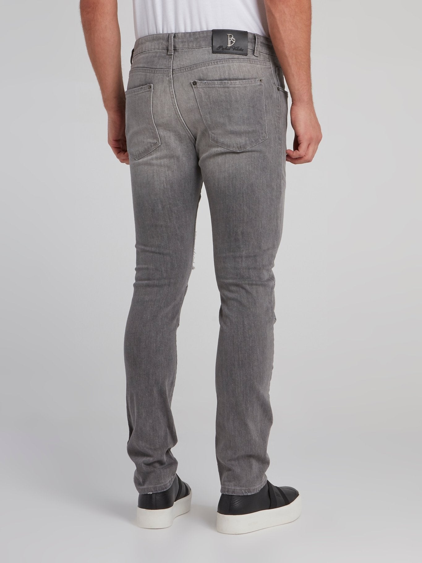 Feodor Grey Patched Slim Fit Jeans