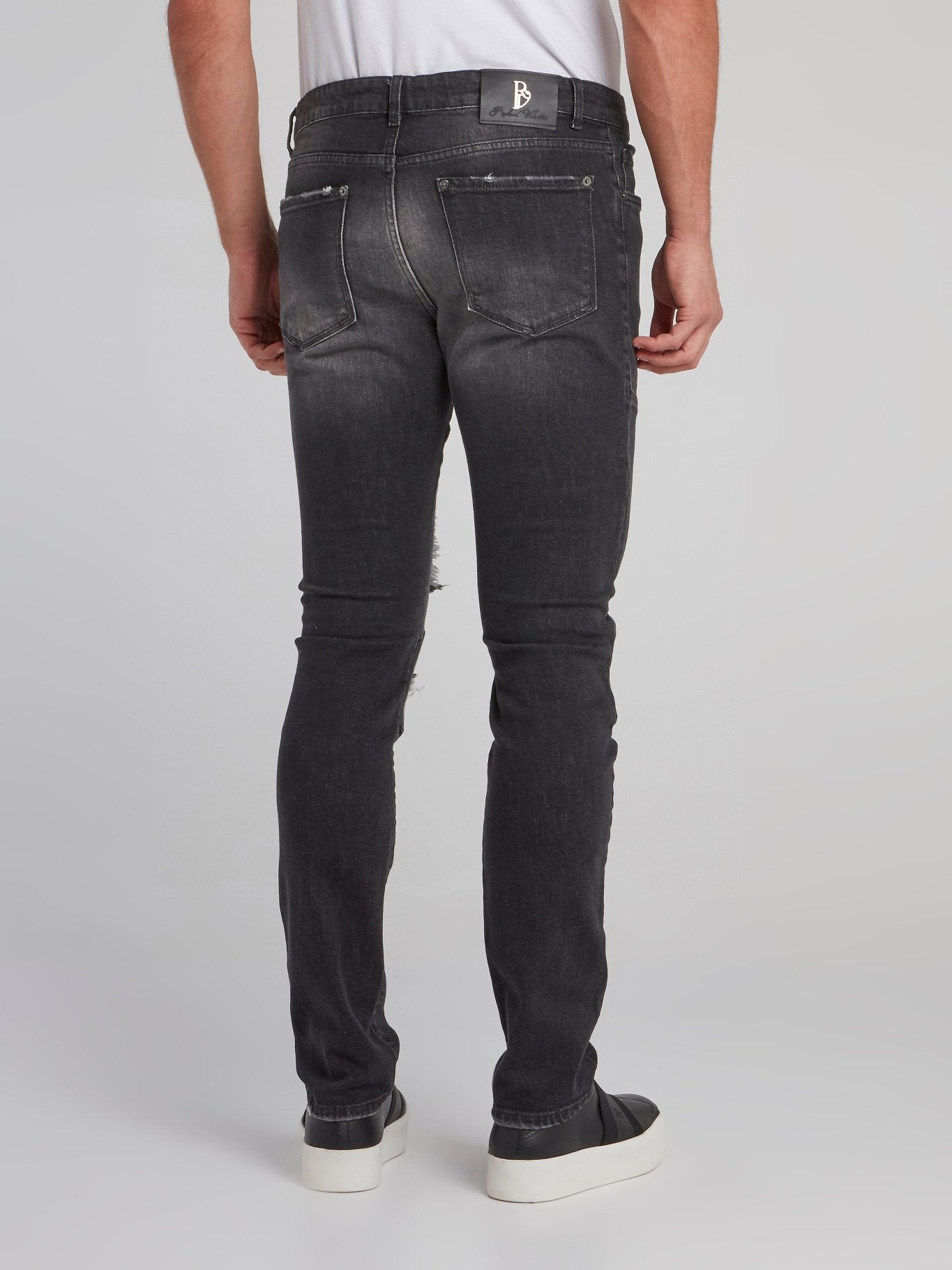 Feodor Black Patched Slim Fit Jeans