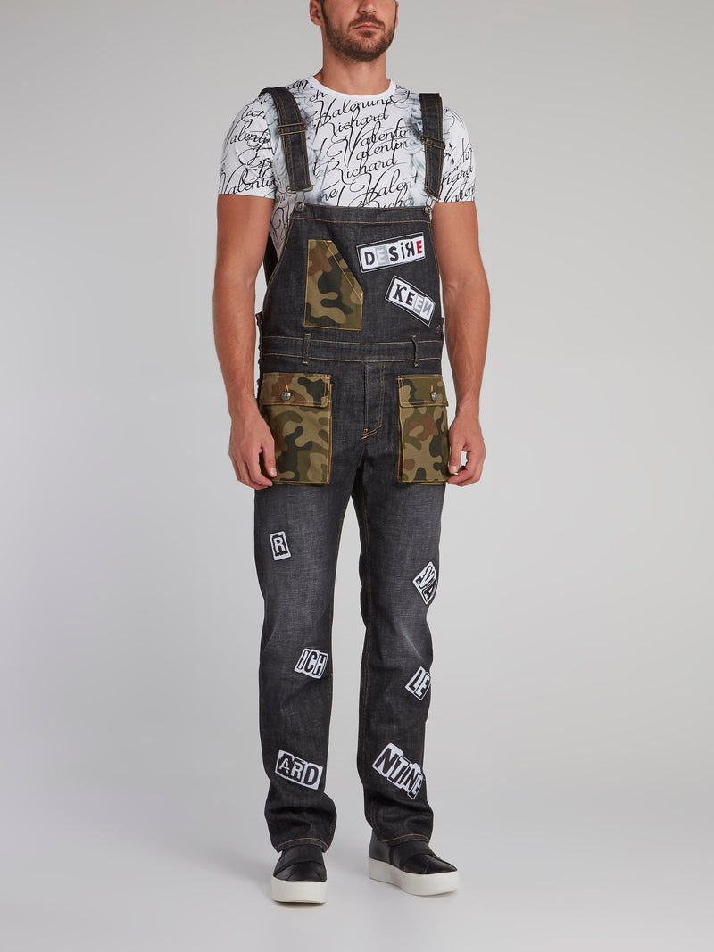 Jimmy Camo Patched Statement Dungarees