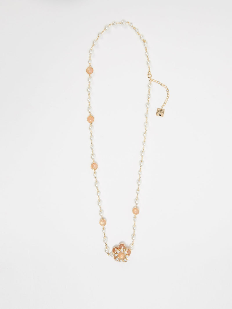 Nude Flower Pearl Necklace