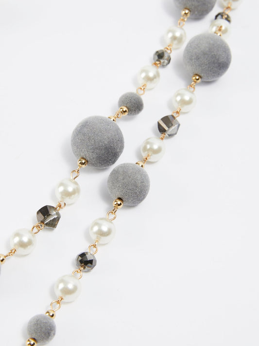 Двойное ожерелье с серыми бусинами