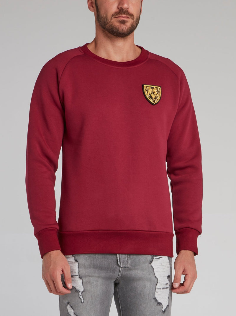 Burgundy Appliquéd Crewneck Sweatshirt