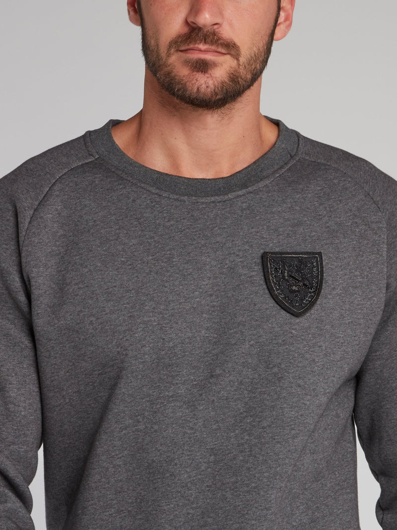 Grey Appliquéd Crewneck Sweatshirt