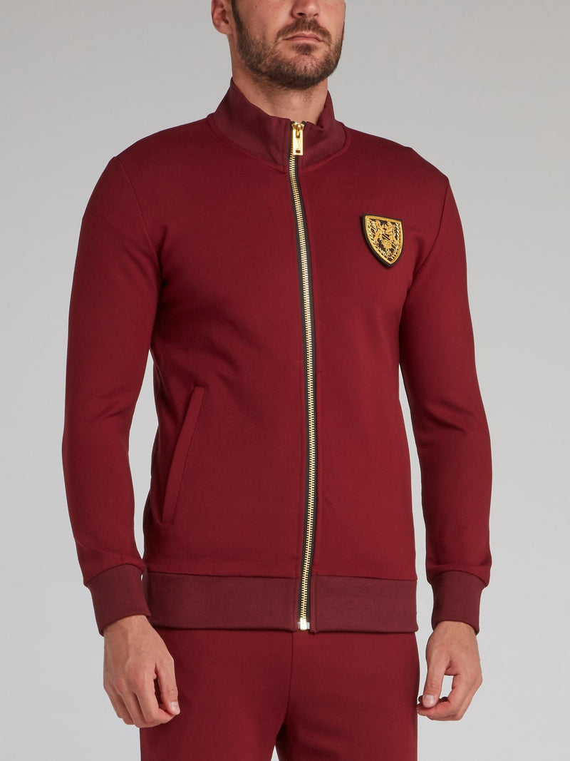 Burgundy Studded Logo Jogging Jacket
