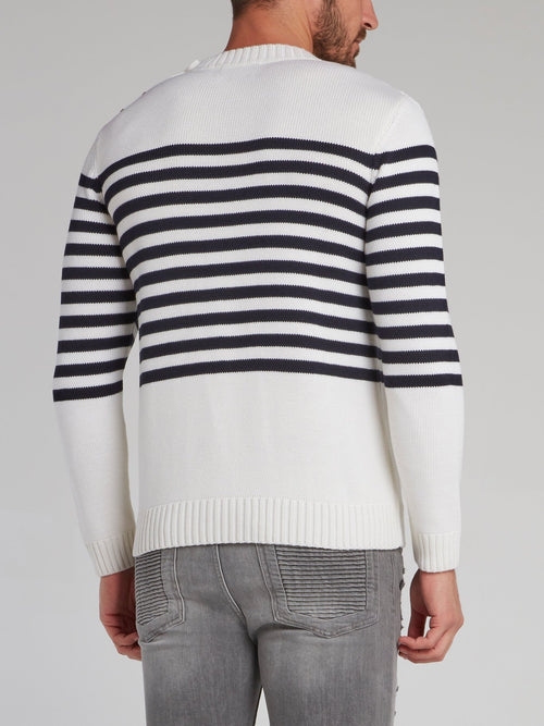 Vissarion White Striped Knit Pullover
