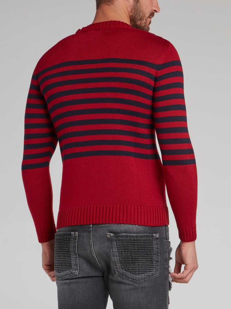 Vissarion Red Striped Knit Pullover
