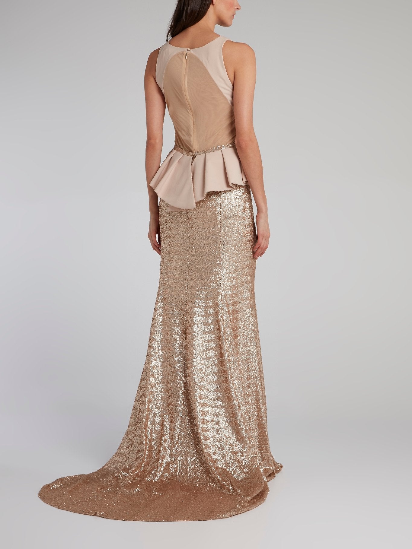 Tuvanam Gold Sequin Peplum Maxi dress Tuvanam Gold Sequin Peplum Maxi dress