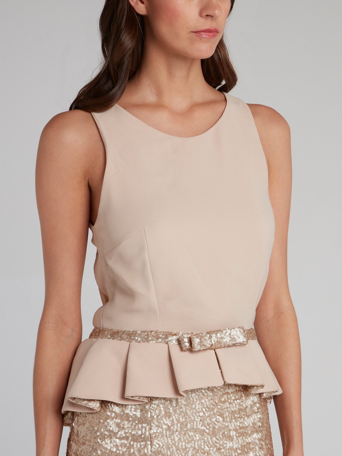 Tuvanam Gold Sequin Peplum Maxi dress Tuvanam Gold Sequin Peplum Maxi dress