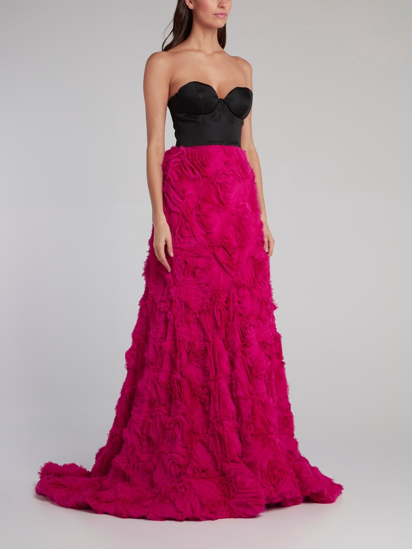 Christos Costarellos Fuchsia Chiffon Tube Gown 38 / Pink