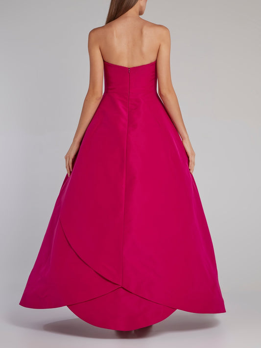 Pink Strapless Wrap Ball Gown