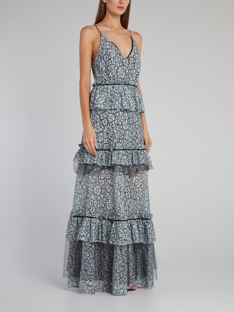 Tiered Frill Lace Maxi Dress