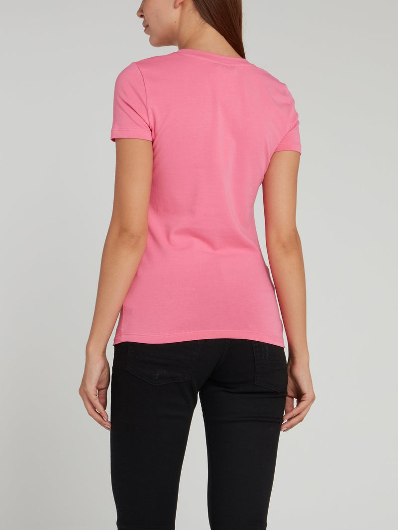 Pink Fitted Crewneck T-Shirt