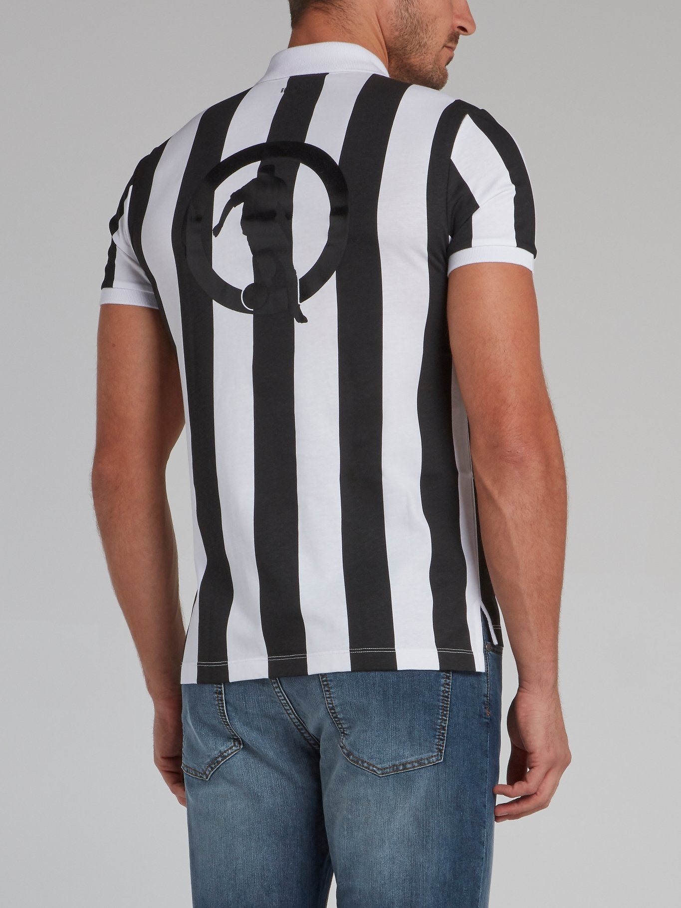 Sport Print Striped Polo Shirt