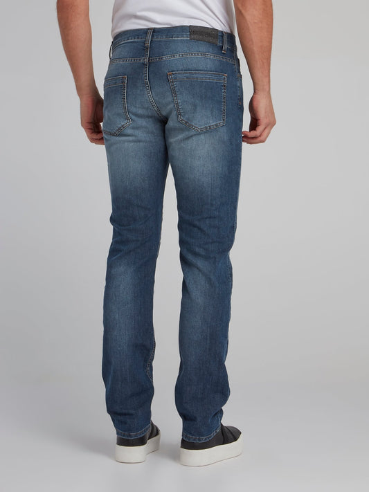 Blue Straight Cut Denim Jeans