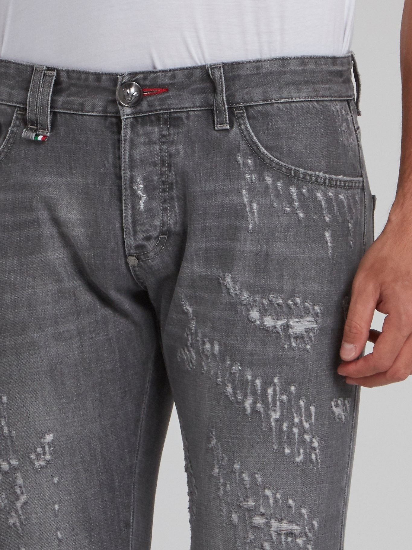 Grey Wash Distressed Jeans