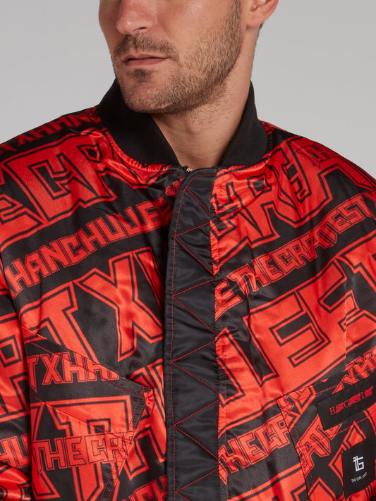 Red Reversible Statement Bomber jacket