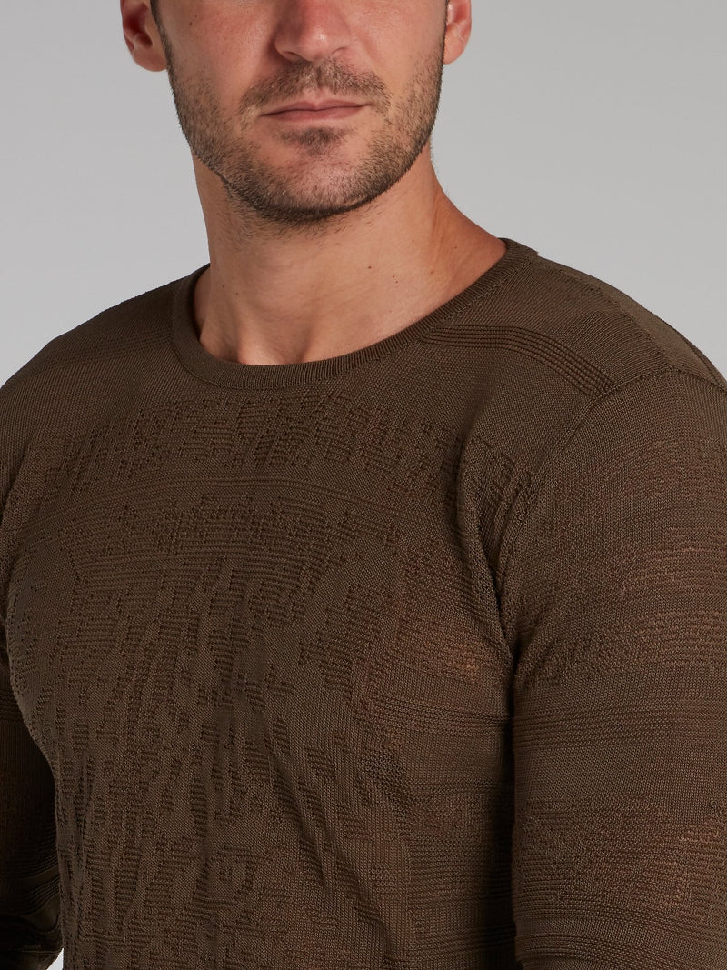 Brown Crewneck Knit Pullover
