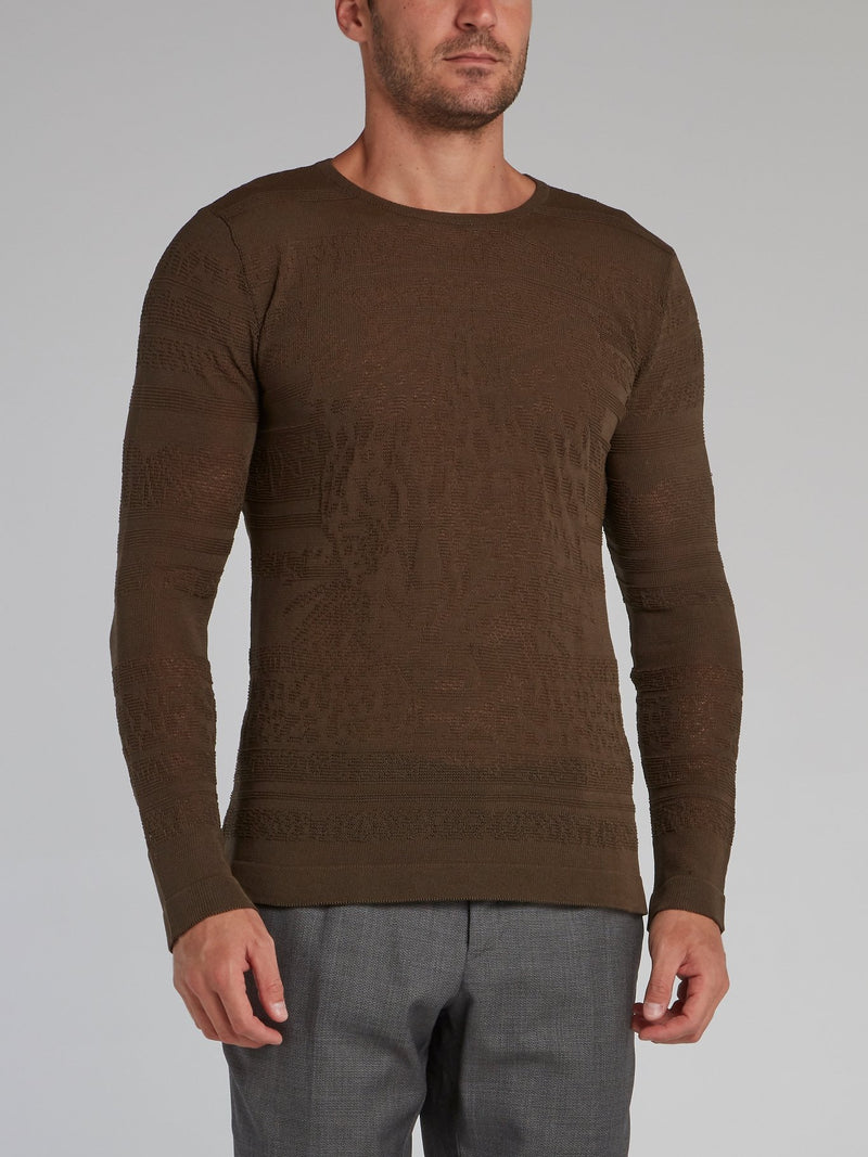 Brown Crewneck Knit Pullover
