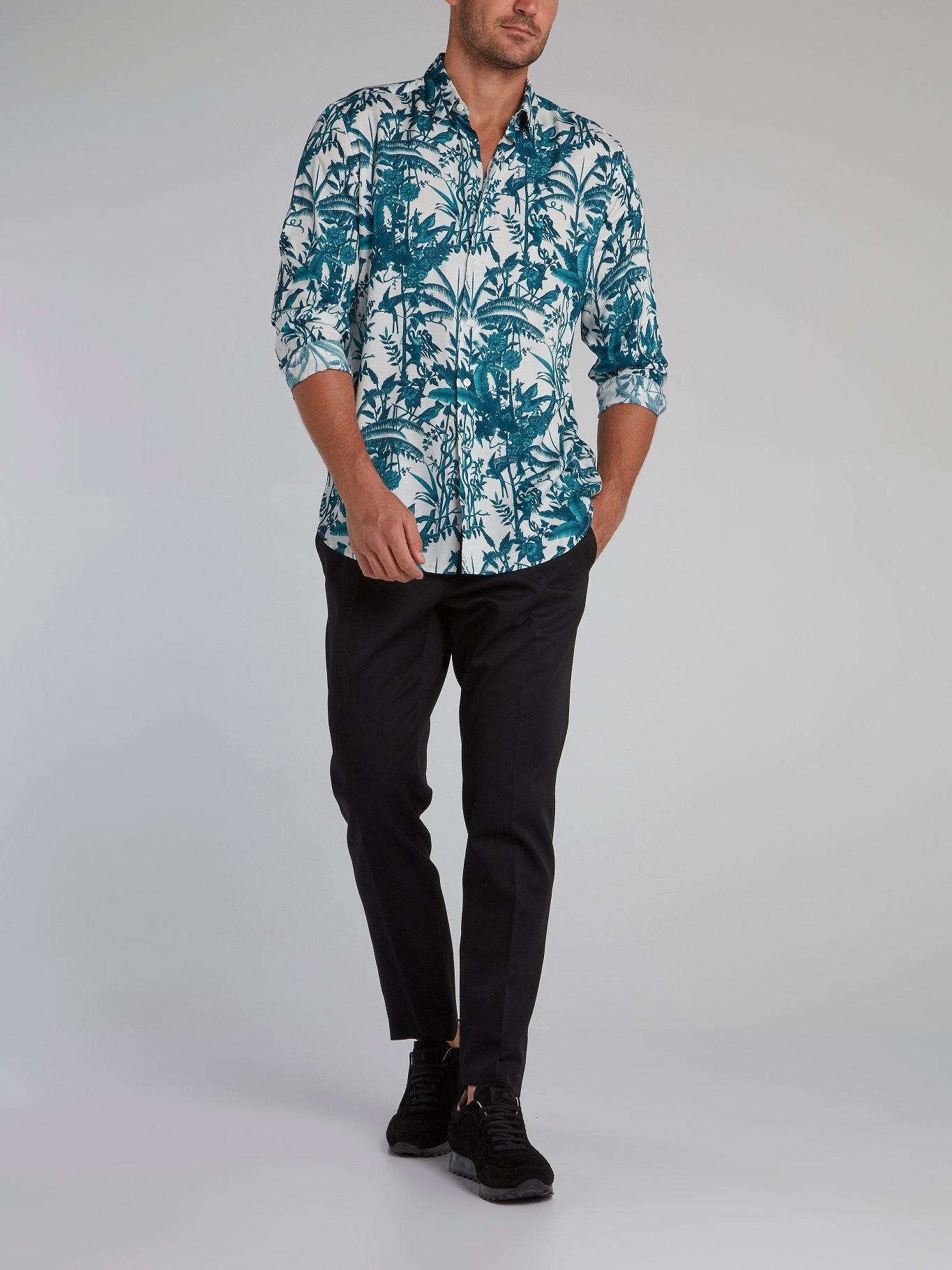 Tropical Print Long Sleeve Shirt