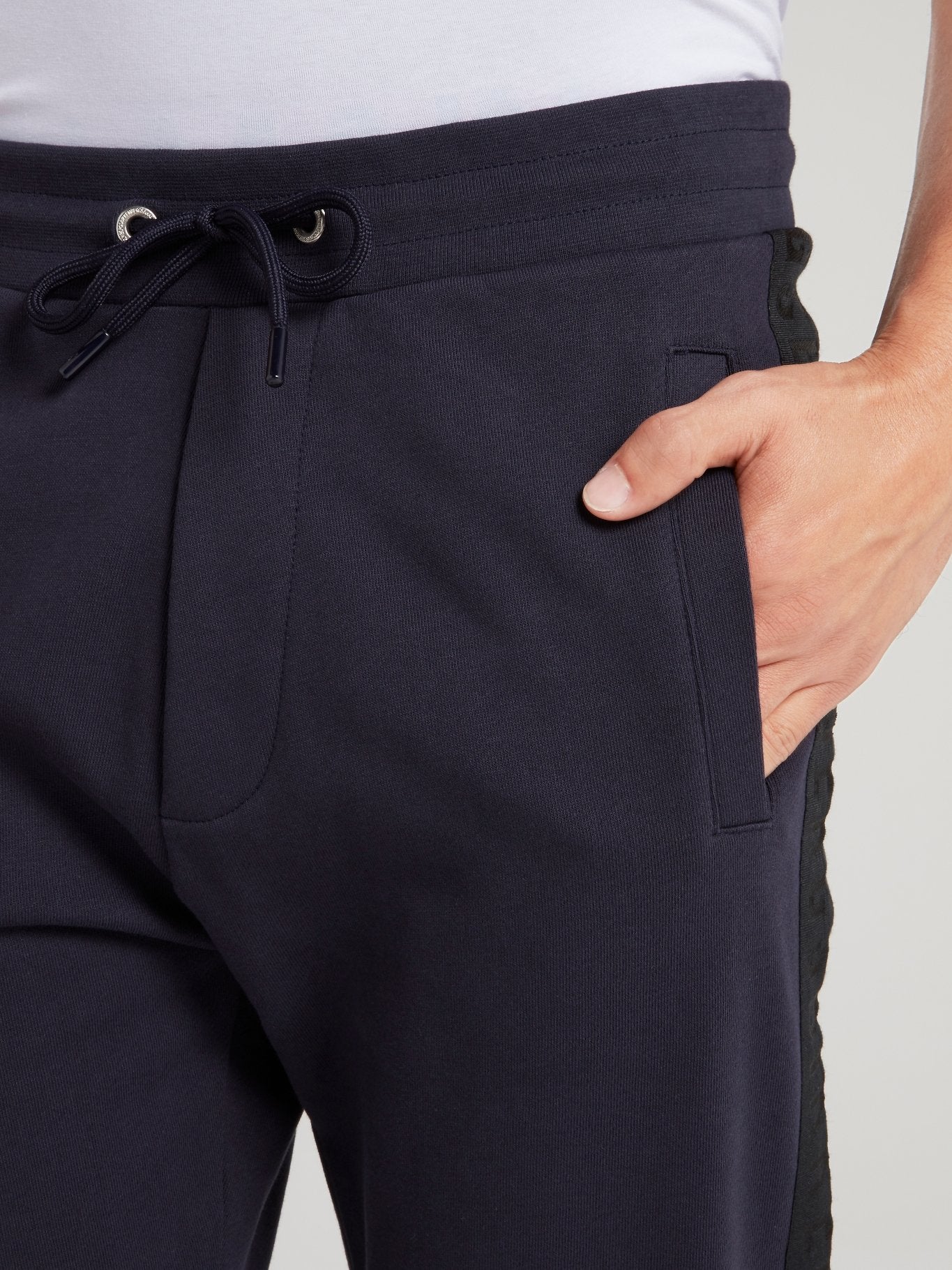 Navy Logo Tape Fleece Pants
