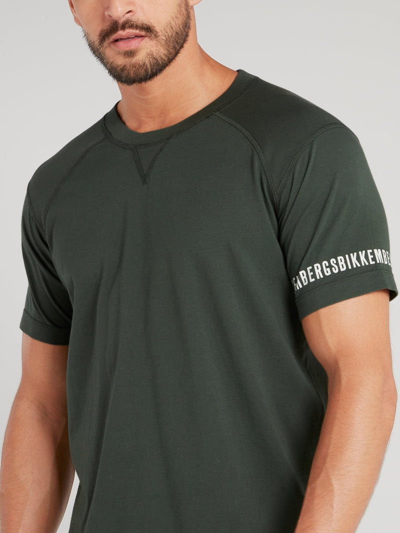 Olive Logo Sleeve T-Shirt
