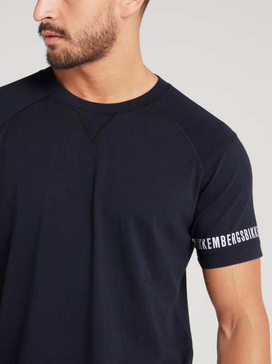 Navy Logo Sleeve T-Shirt