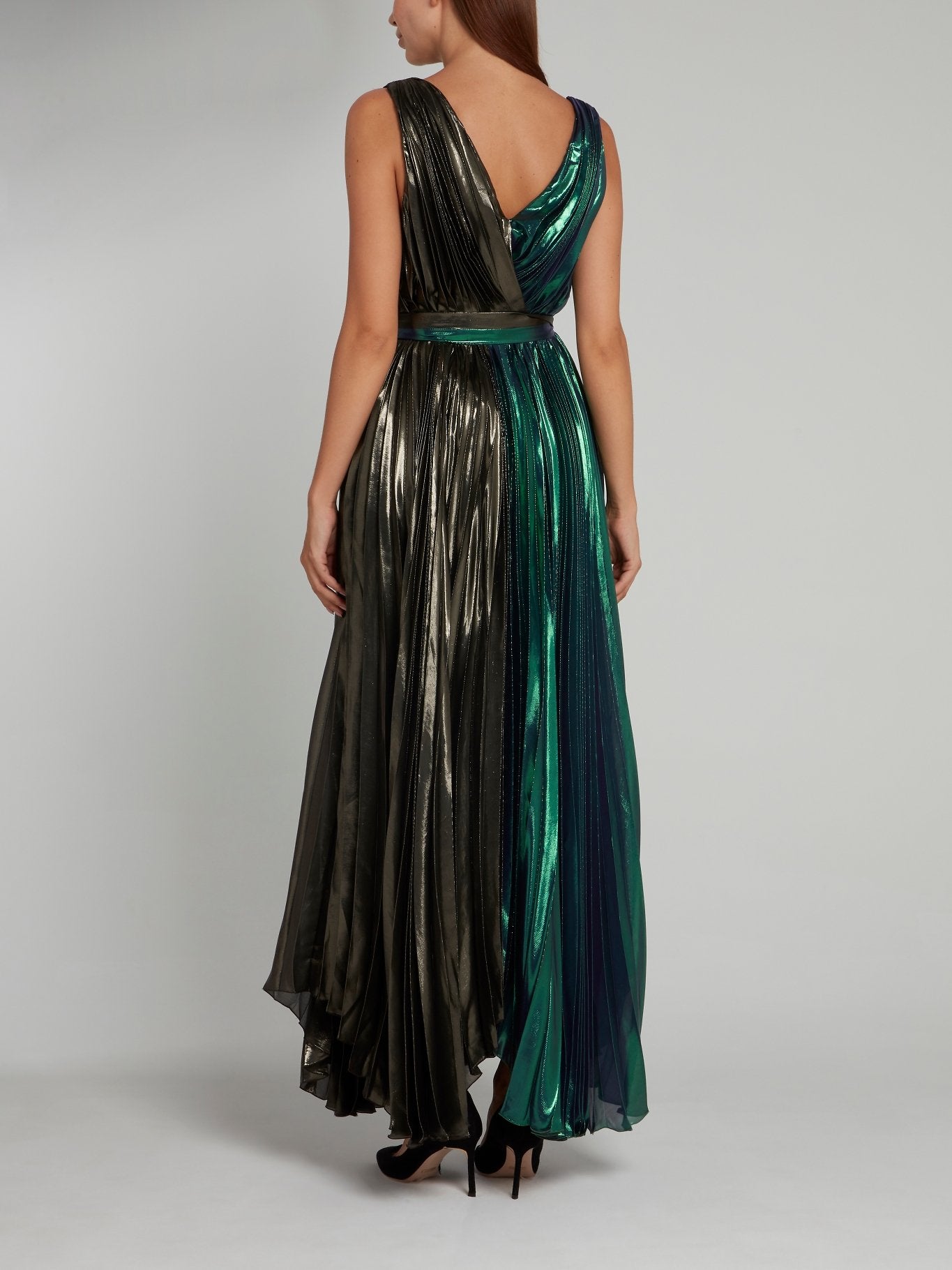 Metallic Accordion Pleat Maxi Dress Maison-B-More Global Store Metallic Accordion Pleat Maxi Dress Maison-B-More Global Store