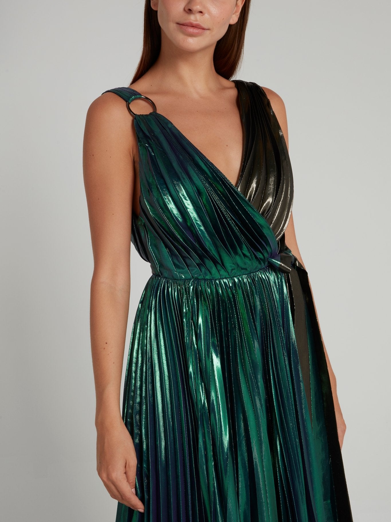 Metallic Accordion Pleat Maxi Dress Maison-B-More Global Store Metallic Accordion Pleat Maxi Dress Maison-B-More Global Store