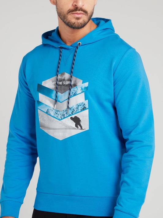 Blue Chevron Graphic Hoodie Sweatshirt