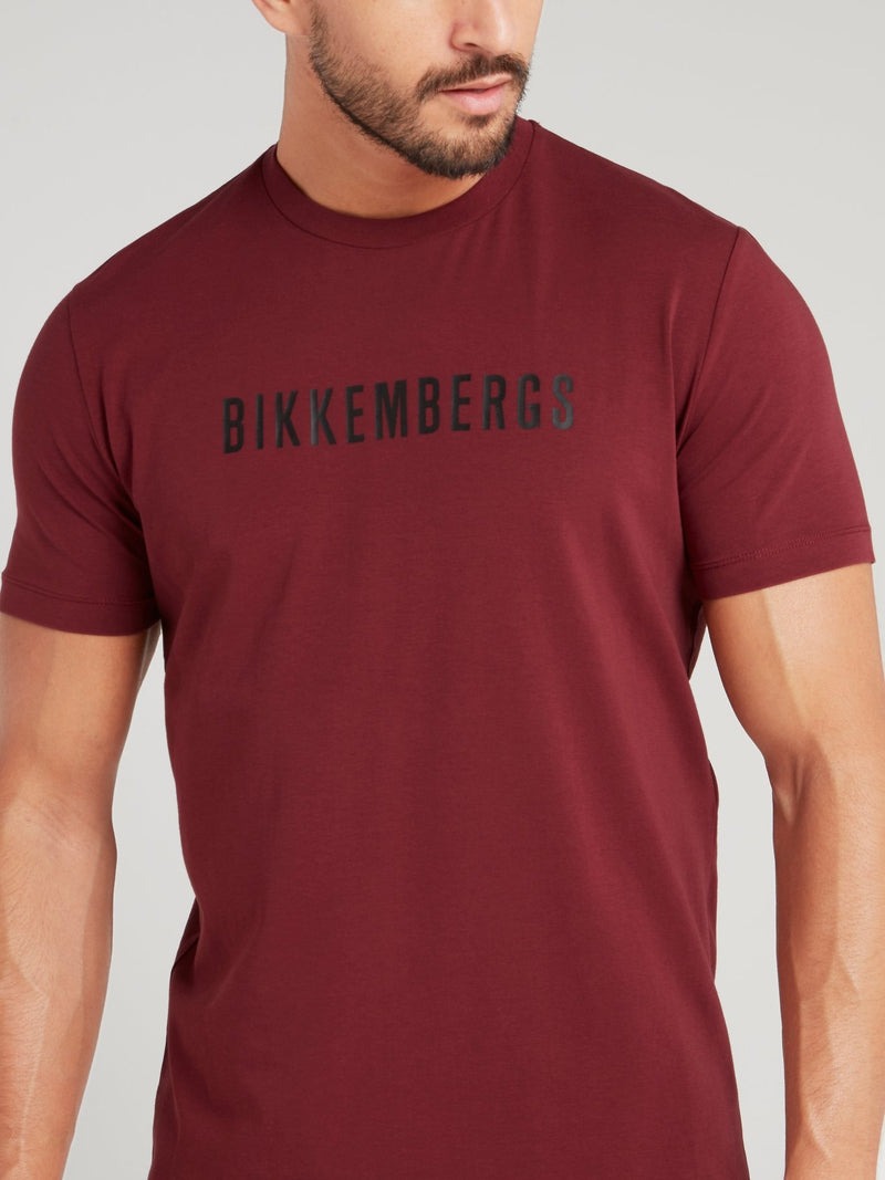 Burgundy Logo Print T-Shirt