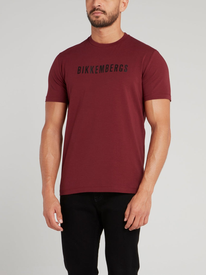 Burgundy Logo Print T-Shirt