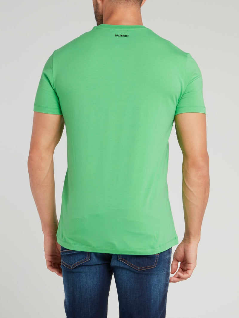 Green Chevron Cotton T-Shirt