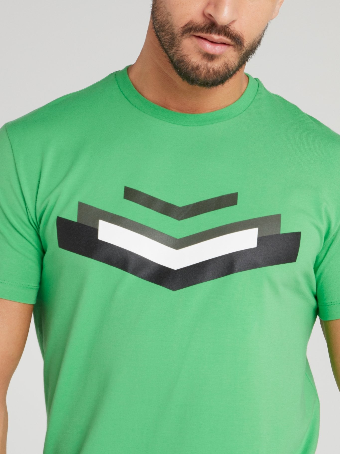 Green Chevron Cotton T-Shirt