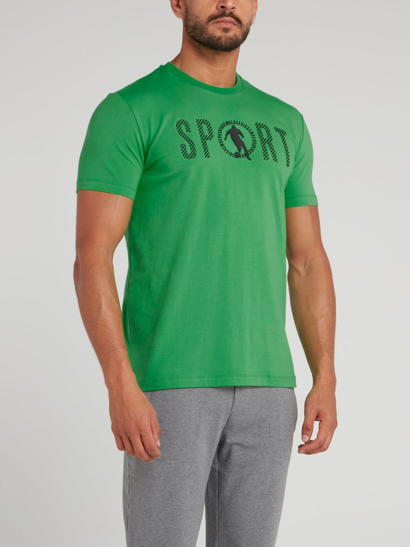 Green Sport Print T-Shirt