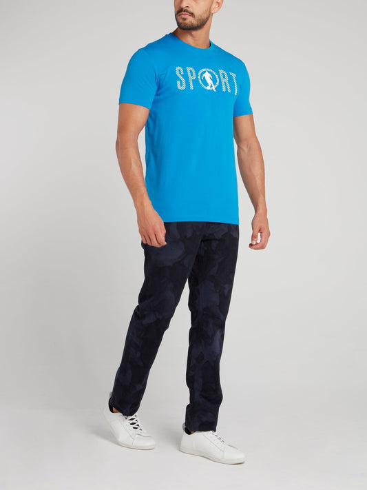 Blue Sport Print T-Shirt