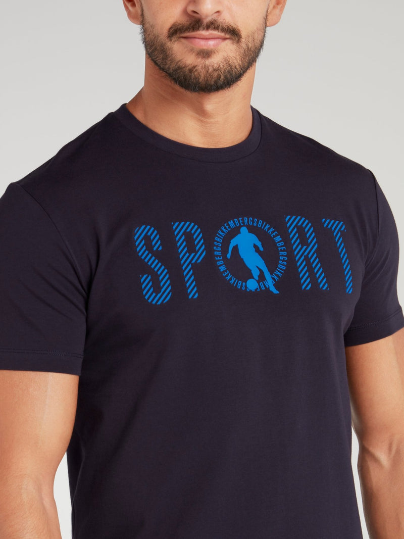 Navy Sport Print T-Shirt