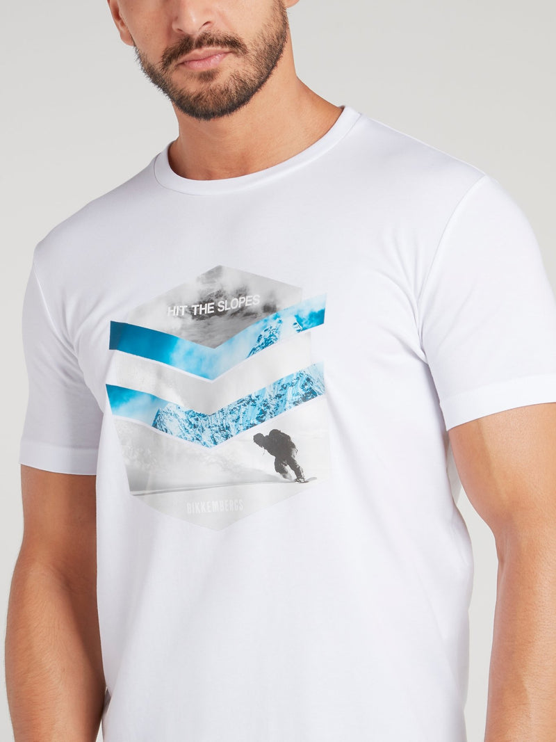 White Chevron Graphic T-Shirt